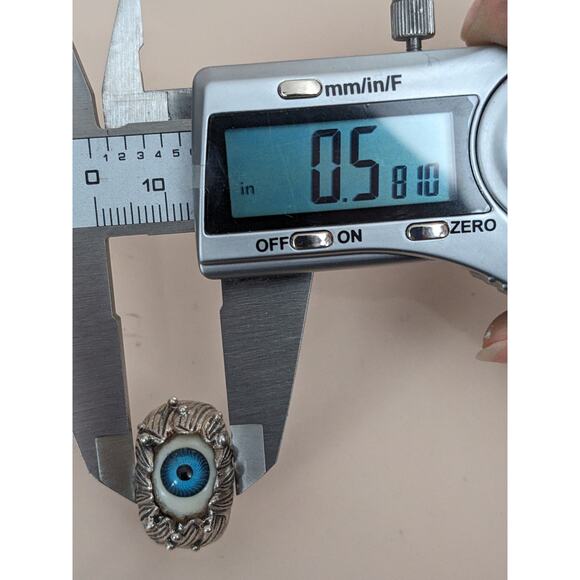 925 Silver with Blue Evil Eye Ring Size 9 - Picture 9 of 12
